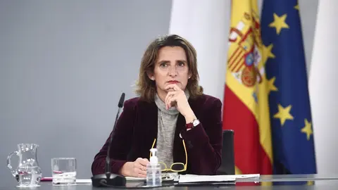La vicepresidenta cuarta y ministra de Transici&oacute;n Ecol&oacute;gica y Reto Demogr&aacute;fico, Teresa Ribera, durante una rueda de prensa convocada ante los medios posterior al Consejo de Ministros, en Madrid, a 19 de enero de 2021. El Consejo de Ministros ha aprobado e
