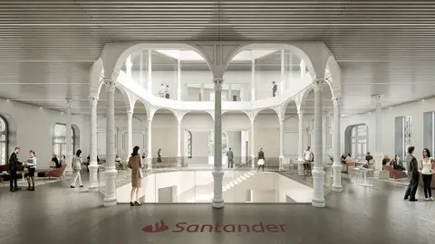 Infograf&iacute;a interior edificio Banco Santander de Hern&aacute;n Cort&eacute;s