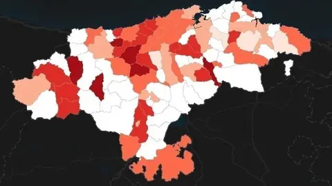 Incidencia a 14 d&iacute;as de los municipios de Cantabria