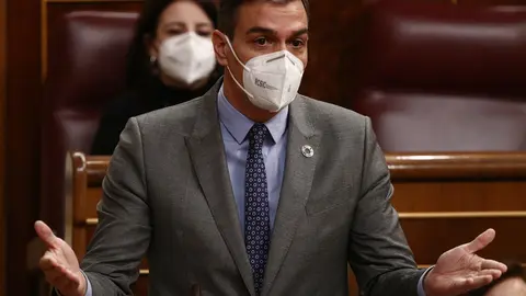 El presidente del Gobierno, Pedro S&aacute;nchez, en el Congreso de los Diputados el 17 de febrero de 2021