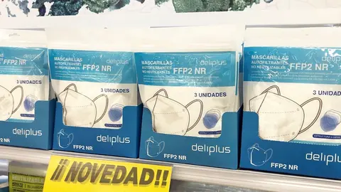 Mascarillas FFP2 en un supermercado Mercadona.