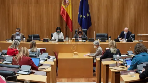 La ministra de Sanidad, Carolina Darias (i), y la presidenta de la Comisi&oacute;n de Sanidad, Rosa Mar&iacute;a Romero, comparecen en la Comisi&oacute;n de Sanidad y Consumo en la Sala Ernest Lluch del Congreso de los Diputados, en Madrid, (Espa&ntilde;a), a 11 de marzo de 2021. En