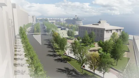 Archivo - Infograf&iacute;a de la ampliaci&oacute;n del paseo desde la estaci&oacute;n mar&iacute;tima por Antonio L&oacute;pez