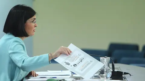 La ministra de Sanidad, Carolina Darias, ofrece una rueda de prensa tras la reuni&oacute;n del Consejo Interterritorial de Salud, en Madrid (Espa&ntilde;a), a 17 de marzo de 2021.