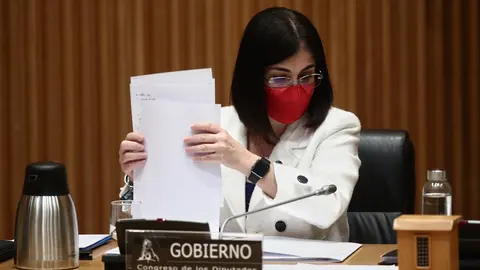 Archivo - La ministra de Sanidad, Carolina Darias, durante una Comisi&oacute;n de Sanidad y Consumo celebrada en la sala Ernest Lluch del Congreso de los Diputados, Madrid, (Espa&ntilde;a), a 18 de febrero de 2021.