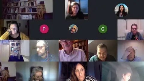 Archivo - La mesa negociadora del convenio sectorial de banca, en su reuni&oacute;n virtual del 27 de enero.