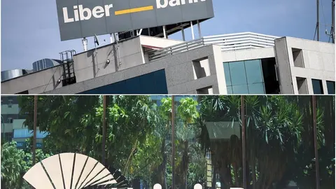 Archivo - Montaje con sedes de Liberbank y Unicaja Banco.