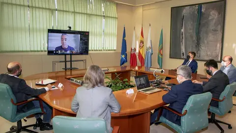 El Vicepresidente Y Consejero De Universidades, Igualdad, Cultura Y Deporte, Pablo Zuloaga, Interviene Por Videoconferencia En La Reuni&oacute;n Con Los Agentes Sociales Sobre El Borrador De La Ley De Ciencia De Cantabria.