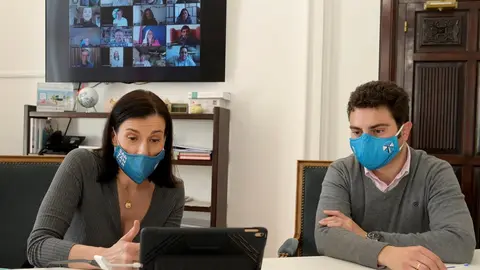 La alcaldesa de Santander, Gema Igual, y el concejal de Empleo, Daniel Portilla, en el arranque de 'Coworking 2021'