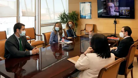 El Consejero De Industria, Turismo, Innovaci&oacute;n, Transporte Y Comercio, Javier L&oacute;pez Marcano, Desde Su Casa Y De Forma Telem&aacute;tica, Se Re&uacute;ne Con La Secretaria De Estado De Comercio, Xiana M&eacute;ndez.