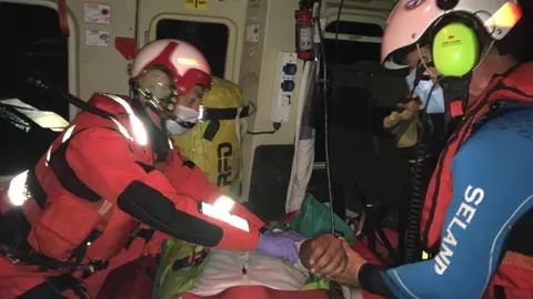 El herido rescatado por el helic&oacute;ptero
