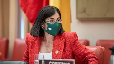 La ministra de Sanidad, Carolina Darias, durante la Comisi&oacute;n de Sanidad en el Congreso de los Diputados, a 29 de abril de 2021, en Madrid (Espa&ntilde;a). La titular de Sanidad comparece este jueves en la C&aacute;mara Baja para abordar las medidas adoptadas frente al 