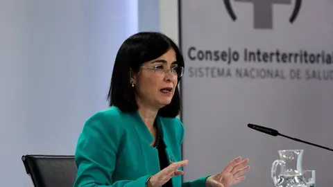 La ministra de Sanidad, Carolina Darias durante una rueda de prensa posterior al Consejo Interterritorial del Sistema Nacional de Salud 