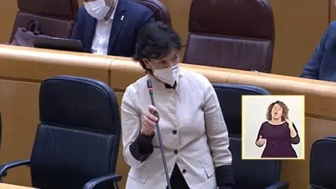 La ministra de Educaci&oacute;n y FP, Isabel Cela&aacute;, en el Pleno del Senado de este martes 11 de mayo de 2021