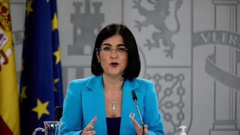 La ministra de Sanidad, Carolina Darias comparece en una rueda de prensa posterior a la reuni&oacute;n del Consejo Interterritorial del Sistema Nacional de Salud (CISNS) en el Complejo de la Moncloa, a 12 de mayo de 2021, en Madrid (Espa&ntilde;a). La incidencia acumul