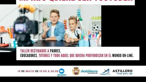 Cartel del taller online 'Mi hijo quiere ser youtuber'