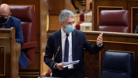 El ministro del Interior, Fernando Grande-Marlaska, interviene en una sesi&oacute;n de control al Gobierno