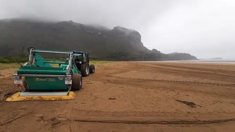 Limpieza de la playa de Ori&ntilde;&oacute;n