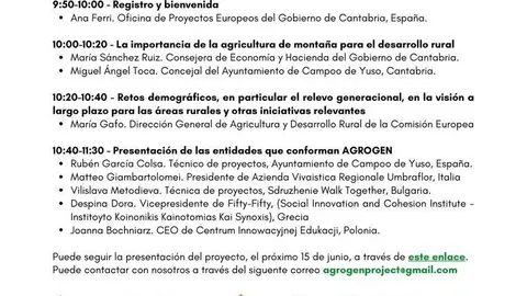 Programa de la presentaci&oacute;n del proyecto europeo 'Agrogen'.