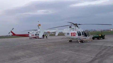 Helic&oacute;ptero del 112 en el aeropuerto 'Seve Ballesteros'