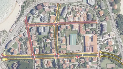 Plano del &aacute;mbito de actuaci&oacute;n de las obras en El Sardinero