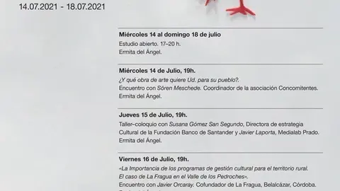 Cartel promocional de las jornadas de puertas abiertas denominada 'Arte contempor&aacute;neo en el medio rural' en Esles