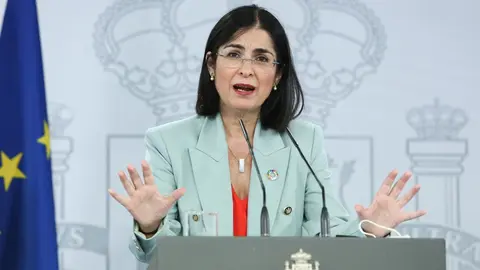 La ministra de Sanidad, Carolina Darias, durante la rueda de prensa posterior al Consejo Interterritorial de Salud, a 14 de julio de 2021, en Madrid (Espa&ntilde;a).