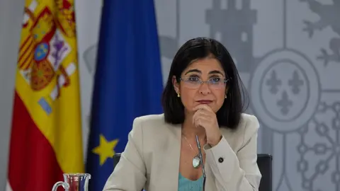 La ministra de Sanidad, Carolina Darias, durante la rueda de prensa posterior al Consejo Interterritorial del Sistema Nacional de Salud, a 28 de julio de 2021, en La Moncloa, Madrid, (Espa&ntilde;a).