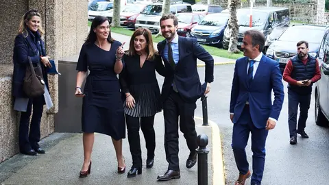 Archivo - La alcaldesa de Santander, Gema Igual Ortiz; la presidenta del PP de Cantabria, Mar&iacute;a Jos&eacute; S&aacute;enz de Buruaga; el presidente del PP , Pablo Casado y el diputado Diego Movell&aacute;n, 2019.- Archivo