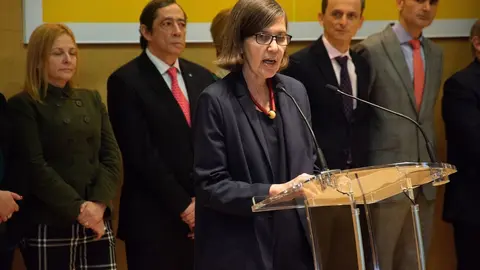 Archivo - La rectora de la Universidad Internacional Men&eacute;ndez Pelayo (UIMP), Mar&iacute;a Luz Mor&aacute;n, durante el acto de toma de posesi&oacute;n.- Archivo