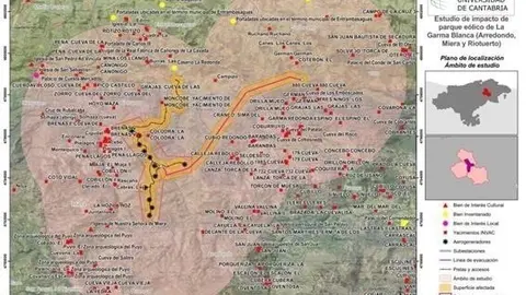 Plano de las cuevas en los proyectos e&oacute;licos
