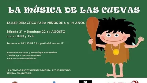 Cartel del taller 'La m&uacute;sica en las cuevas' que se celebrar&aacute; en el MUPAC