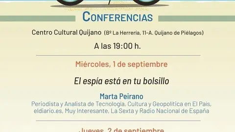 Cartel de las conferencias en el centro cultural Quijano