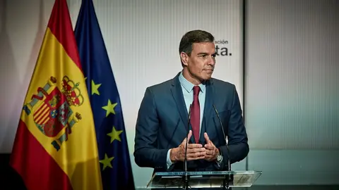 El presidente del Gobierno, Pedro S&aacute;nchez, interviene en un acto para abrir el nuevo curso pol&iacute;tico, a 1 de septiembre de 2021, en Casa Am&eacute;rica, Madrid, (Espa&ntilde;a)
