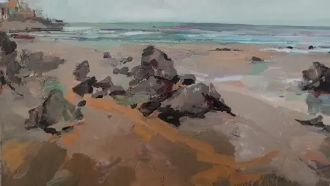 Archivo - Noja.- Johana Soldevilla gana el II Concurso de Pintura R&aacute;pida 'Villa de Noja'