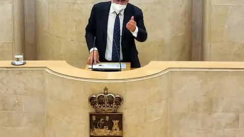 El rector de la UC, &Aacute;ngel Pazos, en el pleno sobre el futuro de Europa en el Parlamento de Cantabria
