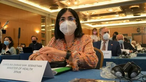Archivo - La ministra de Sanidad, Carolina Darias, en su intervenci&oacute;n durante la Reuni&oacute;n de Alto Nivel (RAN) de OMS Europa, que se celebra este jueves 22 de julio en Atenas (Grecia).