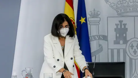 La ministra de Sanidad, Carolina Darias, tras la reuni&oacute;n del Consejo Interterritorial del Sistema Nacional de Salud.