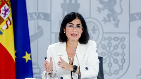 La ministra de Sanidad, Carolina Darias, durante una rueda de prensa posterior a la reuni&oacute;n del Consejo Interterritorial del Sistema Nacional de Salud, a 15 de septiembre de 2021, en Madrid (Espa&ntilde;a). 
