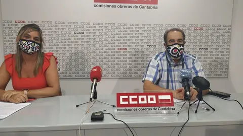 Rueda de prensa de los representantes de CCOO Carlos Ateca y Silvia Solar para informar sobre movilizaciones en el sector de la dependencia