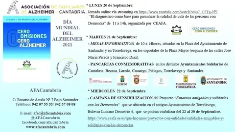 Cartel de las actividades por el D&iacute;a Internacional del Alzheimer