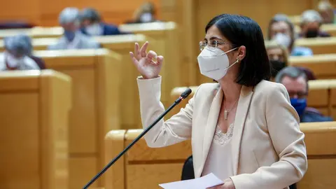 Archivo - La ministra de Sanidad, Carolina Darias, interviene en una sesi&oacute;n de control al Gobierno, a 8 de junio de 2021, en el Senado, Madrid, (Espa&ntilde;a). La sesi&oacute;n, marcada por la ausencia del presidente del Gobierno debido a su viaje oficial a Argentina,