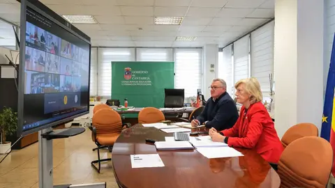 12:30 horas. Despacho de la consejera de Educaci&oacute;n y Formaci&oacute;n Profesional. La consejera de Educaci&oacute;n y Formaci&oacute;n Profesional, Marina Lomb&oacute;, participa, de forma telem&aacute;tica, en la Conferencia Sectorial de Educaci&oacute;n. 16 de marzo de 2023 &copy; Ra&uacute;l Lucio