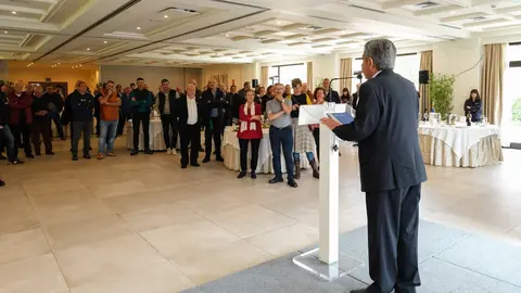 13:45 horas. Gran Hotel Balneario de Puente Viesgo. El presidente de Cantabria, Miguel &Aacute;ngel Revilla, asiste a los actos conmemorativos de la festividad de Santo Domingo de la Calzada. 12 de mayo de 2023 &copy; Ra&uacute;l Lucio