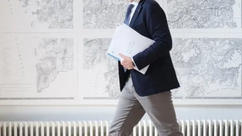 O titular do Goberno galego, Alfonso Rueda, preside a reuni&oacute;n semanal do Consello da Xunta. Edificio Administrativo de San Caetano, Santiago de Compostela, 03/08/2023.