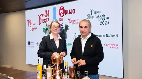 10:00 horas. Palacio de Festivales. Sala 30 a&ntilde;os 
La consejera de Cultura, Turismo y Deporte, Eva Guillermina Fern&aacute;ndez, y el alcalde Potes, Javier G&oacute;mez, presentan, en rueda de prensa, la Fiesta del Orujo 2023. 8 NOVIEMBRE 2023 &copy; Miguel De Aribas