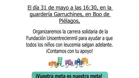 CARTEL CARRERA SOLIDARIA PI&Eacute;LAGOS CONTRA LEUCEMIA INFANTIL