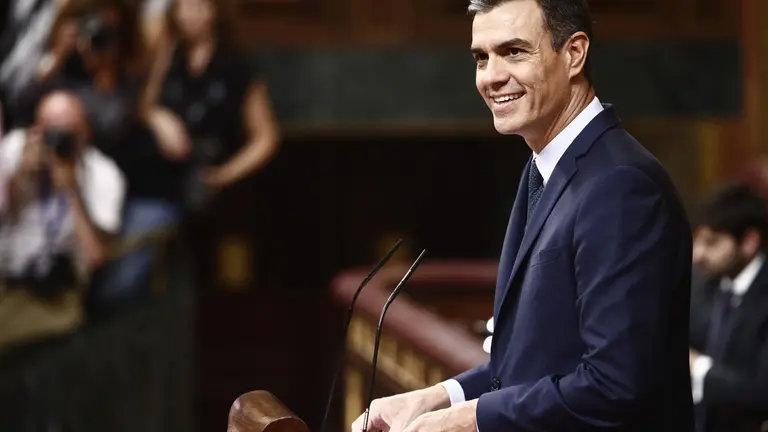 El presidente del Gobierno en funciones,  Pedro S&aacute;nchez, ofrece su discurso durante el debate previo a la segunda votaci&oacute;n para la investidura del candidato socialista a la Presidencia del Gobierno.